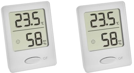TFA Dostmann Digitales Thermo-Hygrometer, Hygrometer Innen, mit Komfortanzeige, zur Raumklimakontrolle, L 46 x B 18 (34) x H 59 mm (Packung mit 2)