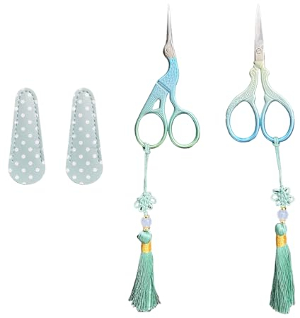 Stickschere, kleine handwerkliche Schere aus Edelstahl, zum Sticken, Nähen, Nähen, Handwerk, Trimmen, 2 Stück, mit Scherenhüllen aus PU