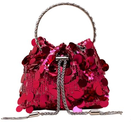 Rockreyoa Damen Tasche Mode Handtasche Pailletten Elegante Schultertasche Kleine Abendtasche Glitter Geldbörse Clutch mit Kette für Party Freizeit Date Abschlussball Hochzeit Abendparty Lila