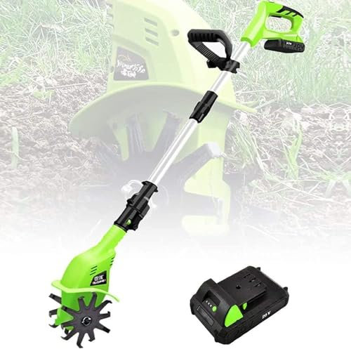 ELzEy motobineuse électrique Rotavator/cultivateur de Puissance de Jardin avec Batterie Rechargeable et Chargeur 4000mAh pour La Préparation des Lits De Semences