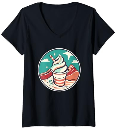 Femme Crème glacée Illustration Profession T-Shirt avec Col en V