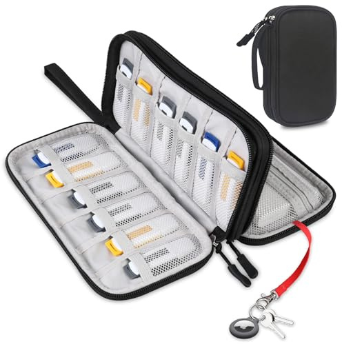 Lacdo USB-Flash-Laufwerk-Gehäuse, USB-Stick-Halter Hülle Tragbare Organizer Zubehör Elektronische Aufbewahrungstasche für San Disk/SamData/Samsung Jump Drive Memory Stick, Kabel,Mittlere Größe-Schwarz