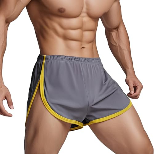 ZAIGELUO Löparshorts i nät för män, atletiska shorts, lösa delade sidor, bodybuilding, snabbtorkande, löpning, korta loungebyxor, sweatpants shorts för män, 1 x mörkgrå, XXL