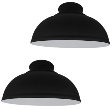 Industrieller Lampenschirm in Kuppelform, Retro, Vintage, für Pubs, Cafés und Restaurants (weiß) (Schwarz, innen weiß, 2er-Pack)