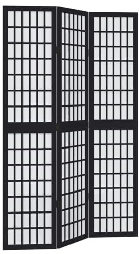 vidaXL Rumsavdelare 3 paneler svart massivt kejsarträ, skiljevägg, hopfällbar skiljevägg, skärmvägg, hopfällbar rumsavdelare, skiljeväggar