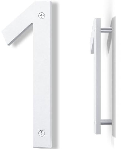 Yafimea Numero civico esterno 20 cm bianco, Numero grande da parete con effetto galleggiante 3D, design moderno in plastica ABS resistente alle intemperie (1)
