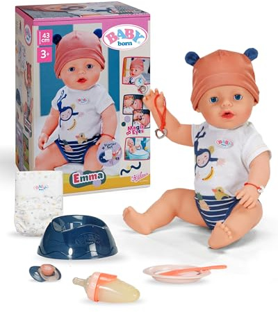 BABY Born Emma im Dschungel-Style - 43 cm große Babypuppe - 10 Funktionen inkl. Accessoires & Strampler in Unisex Farben - Funktioniert ohne Batterien - Geeignet für Kinder ab 3 Jahren