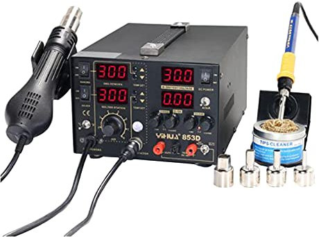 Station de soudage YH-853D 5A Multifonction SMD/SMT 3 EN 1 Station de soudage + station de pistolet à air chaud et DC Source de courant Sécurité à un prix avantageux
