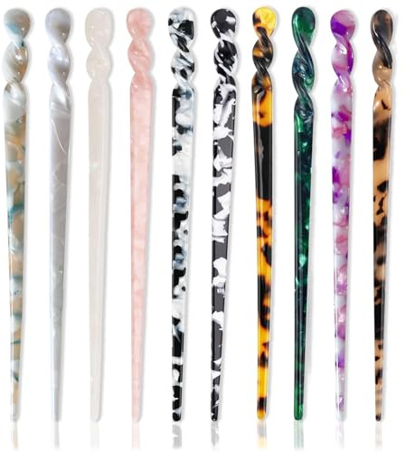 Eleganter Haarnadel-Set mit Französischer Drehung - Vielseitiger Haarstab - 10er-Pack Haarpin in Verschiedenen Farben - Leichter und Haltbarer Haarnadel - Perfekt für Brötchen Frisuren