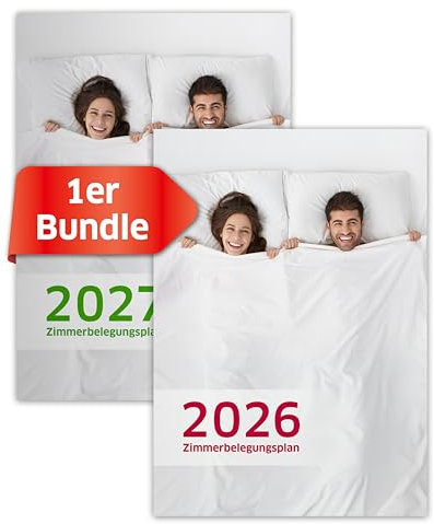 Zimmerbelegungsplan 2026 2027, Zimmerbelegungskalender, Reservierungskalender für Hotels, Pensionen und Ferienhäuser, Ferienvermietungen, Feiertage und Ferien, A4 210x297mm (Bundle 2026 + 2027, 1)