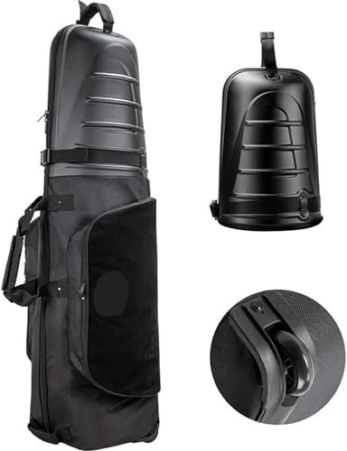 NihaoWXM Golf-Reisetasche Hartschale und Boden, stoßfeste Golf-Reisetasche, tragbare, zusammenklappbare Golf-Luftfahrttasche, Golftasche, Flugreise-Hülle für für Golfschläger/Reisen(Travel Bag)