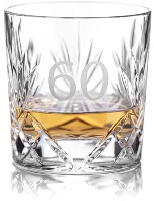 DIAMANTE Verre à whisky en cristal, édition 60e anniversaire, design traditionnel Astwood, cristal européen sans plomb, coffret cadeau