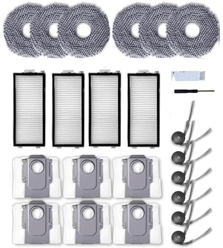 23 Packs Accessories Kit Compatible with Roborock Saros Z70/Saros Z70 Ultra Robot Vacuum Cleaner, Replacement Parts Include 6 Mop Clothes,4 Hepa Filters,6 Side Brush,6 Dust Bag