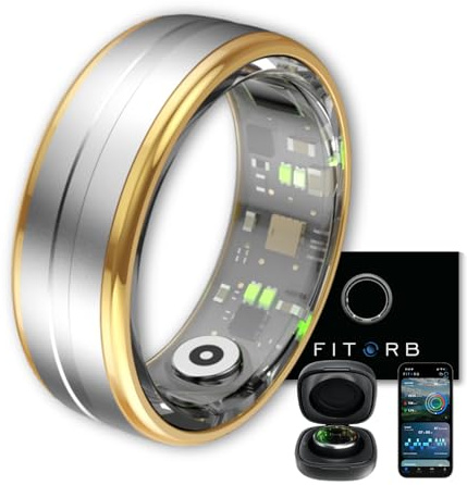 Fitorb Smart Ring Pro - Das Original. High-Tech Fitness- & Gesundheitsring, Schlafanalyse, 24/7 Aktivitätstracking. Temperaturmessung, Stress. Proberinge. (Saturn, Silber, 17,5 mm (7))