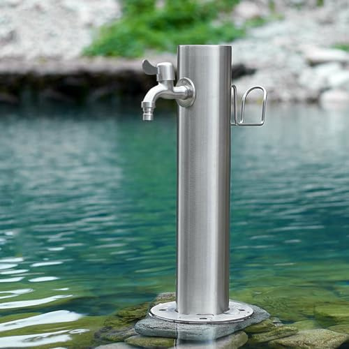 Colonna d'acqua da giardino in acciaio inox autoportante resistente al gelo verticale fontana in metallo idrante montato a terra per giardini e patii