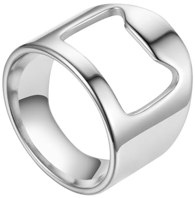Anillo abrebotellas de camarero, abrebotellas anillo, anillo de abrebotellas, anillo de dedo versátil creativo | Herramienta de discoteca pulida de acero de titanio, accesorio de cocina portátil para