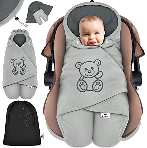 Kidiz Coprigambe per neonato, invernale, autunno, con custodia, universale, compatibile con Maxi-Cosi, Römer, passeggino, passeggino e seggiolino auto, isolante contro vento, umidità e freddo