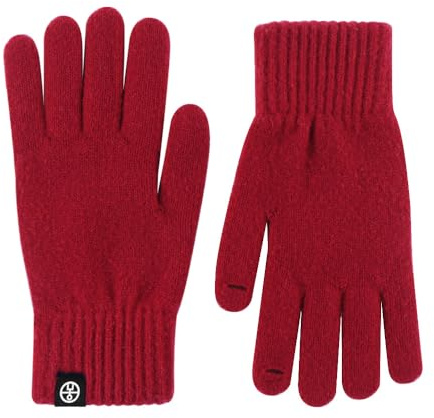 WANYI Handschuhe Damen Winter Strickhandschuhe Touchscreen Warme Winterhandschuhe Fingerhandschuhe für Damen Herren Skifahren Radfahren Outdoor(Rot)