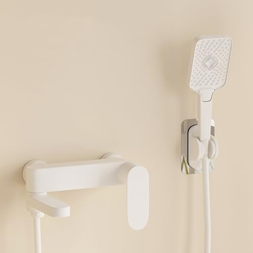 XJTNLB Grifo Ducha Monomando Leche Blanca Grifo Bañera Pared y Ducha 15 cm Giratorio de 90° Grifos Bañera
