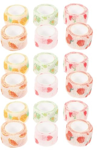 ELAYARD 18 Rolls Fruit Design Pet Wraps for Dogs and Cats Self-Adherent Cartoon for Paw and Leg Injuries Lightweight Breathable Tape for Wound Care and Swelling Protection Portable Pet