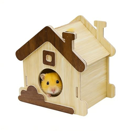 Hamster-Lebensraum | Lustiges Haustierzubehör aus Holz | Natürliches Hasenhaus Hamster-Zubehör, für Rennmäuse, Chinchilla, Frettchen, Igel, Zuckergleiter, Kleintiere, zum Spielen und Schlafen