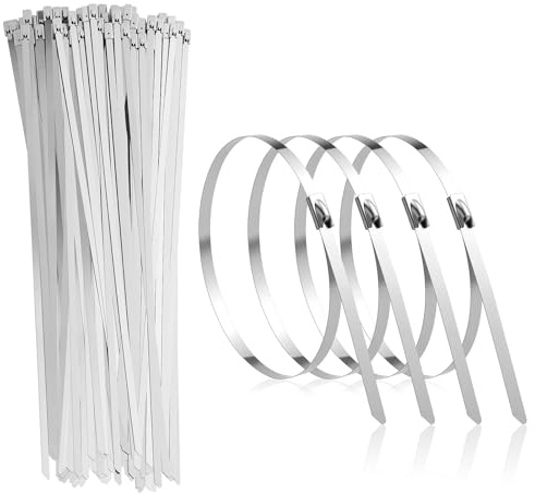 100 bridas de acero inoxidable, 300 x 4,6 mm, metálicas, autoblocantes, de acero inoxidable, desmontables, bridas de acero inoxidable, para agrupar cables
