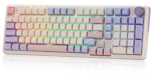 Redragon K768 PRO Wireless 100-Key Gasket Gaming Keyboard, Knob + 8000mAh | Multi-Function Control Wheel, 0-Delay Tri-Mode, Cushioned 5-Layer Noise Dampening for Creamy Thocky Sound, Practical 95% Size
