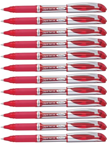 Pentel Energel Xm Tintenroller F Metall 0,7 mm Schreibspitze 12 Stück rot, BL57-B