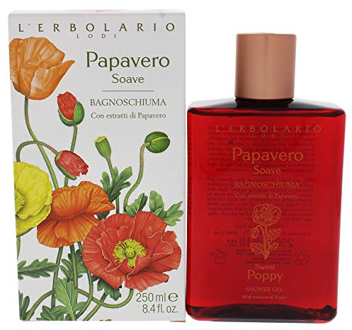 L'Erbolario Bagno Schiuma Papavero Soave - Detergente ad Azione Antiossidante per una Pulizia Delicata - Estratti di Papavero - per un Momento di Puro Relax - Made in Italy - 250 ml