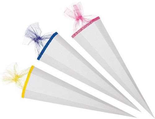 School Cone Blanks Square White, 70 cm, with Closure, 1 Piece Sugar Cone Craft School Cone Blanks