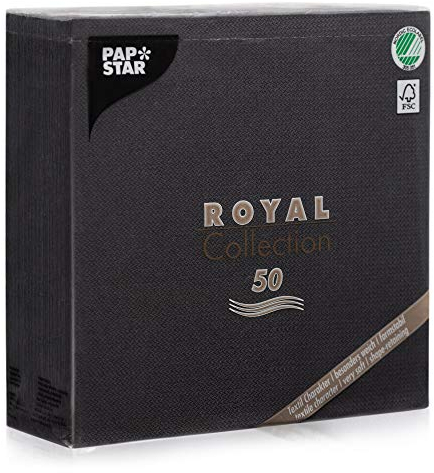 Papstar Servietten / Tissueservietten schwarz Royal Collection 40 x 40 cm, 1/4-Falz, ideal für Gastronomie, Haushalt oder Feste, #10452, 1 X 50er Pack