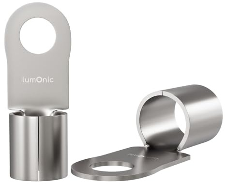 Lumonic 10x Ringkabelschuh 30-50mm² blank | M8 | Kupfer verzinnt | sichere Kabelverbindung ohne Löten | Crimp-Kabelschuh unisoliert | KFZ, Maschinenbau, Wohnmobil, Batterie