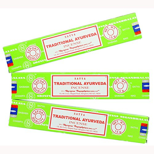 Satya Nag Champa Lot de 3 boîtes de bâtonnets d'encens traditionnels Ayurveda