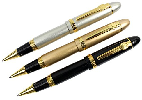 zoohot Jinhao 159 Tintenroller mit flüssiger Tinte Goldverzierung Schwerer Stift 3 Stück in 3 Farben(0,7 mm)