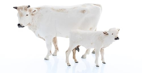 Moranduzzo Vaca y Ternero H. máx 4,9 cm para Belén de 8 cm Escala 1:22 – Standard 8 – Figuras Irrompibles, Pintadas a Mano, Producto Oficial, Escultor M. Landi