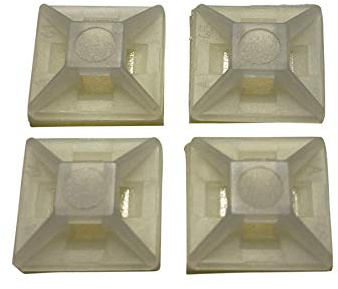 White Cable Ties Bases Self Adhesive 4 Way Fixing Mounts Fast Tidy Up Cables (50, 12.5x12.5mm)
