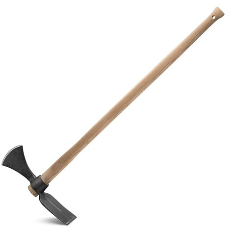 Kings County Tools Traditional Mattock 2-in-1 Garden Tool | Hoe and Axe Combo | 42” Ash Handle | Carbon Steel Heads | German-Made Quality