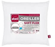 Abeil - Oreiller Premium Aerelle Soft Flex - Moelleux & Gonflant - Enveloppe Percale de Coton - Garnissage Polyester - Lavable en Machine - Certifié Oeko-Tex, Fabriqué en France - 60 x 60 cm