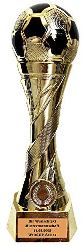 Larius Group Fußball Pokal mit Wunschgravur Extra Groß (245mm, 460gr.) - Trophäe Ehrenpreis Goldener Schuh Ball - Torschützenkönig