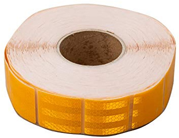 Cinta Reflectante Amarilla en Segmentos Cuadrados Autoadhesiva para Remolques Marcador de Contorno Lateral Camión Rollo 45m x 48mm Señalización Seguridad