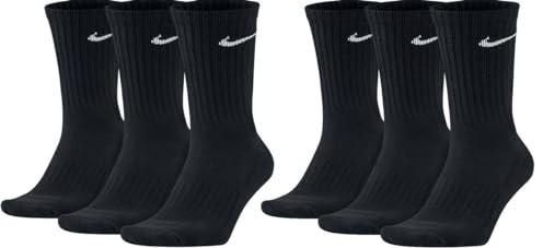 NIKE 6 X Socken 2 X 3er Pack SX4508 SX7664 BB, Farbe:3 X Schwarz 3 X Weiß, Größe:L = 42-46