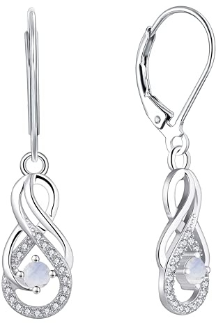 Starnny Unendlichkeit Ohrringe Damen 925 Sterling Silber Baumeln haengende mit 3A Zirkonia Geburtsstein für Frauen