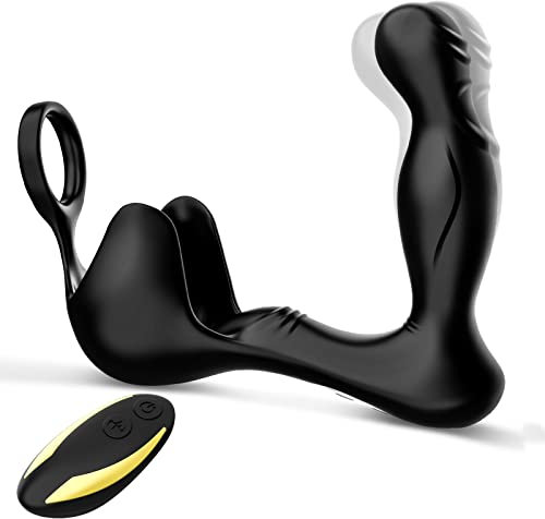 Prostata Vibratoren 360° drehbares Massagegerät mit Penisring, Analvibrator mit Fernbedienung, Buttplug Anal Stimulator, Amoochoo Perineummassage Sexspielzeug für Männer