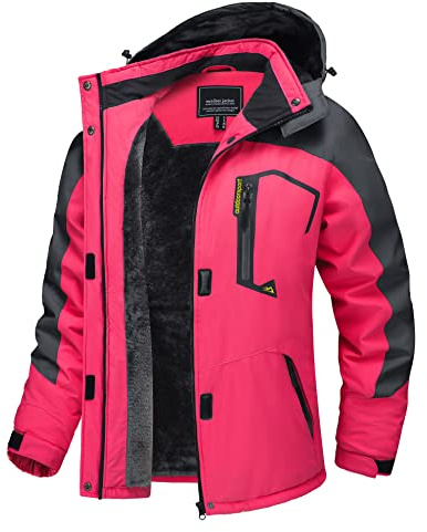 TACVASEN Damen Übergangsjacke Warm Winterjacke Gefüttert Wanderjacke Ski Jacket mit Wasserdichtem Reißverschluss
