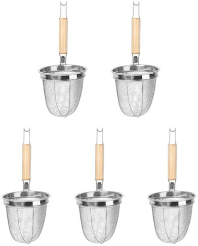 KEALLANS - Colador de fideos de acero inoxidable, 5 x colador de fideos, cesta de servicio multifunción, colador de cocina, escurridor de utensilios de cocina
