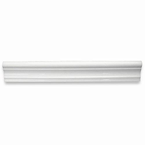Tenedos Thassos Greek White Marble 2x12 Polished Chair Rail Trim – Elegant Wall Tile Molding for Bathroom, Kitchen, Accent Borders – Box of 5 Pieces