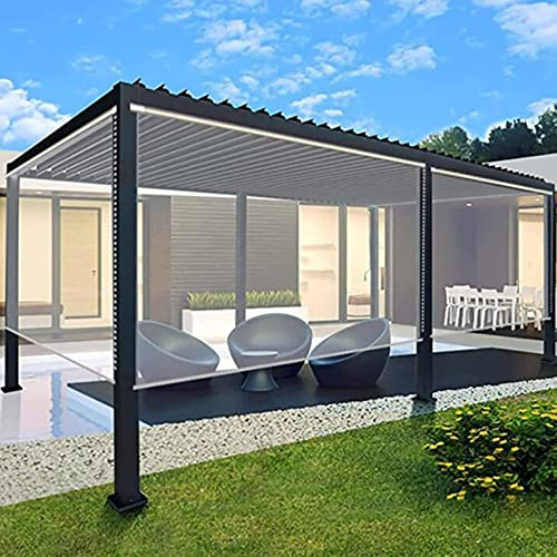 Jcnfa-Seitenzug- & Springrollos PVC Rollos Balkon Fenster PVC-Rollläden mit Armaturen, Wasserdicht Transparent Horizontale Rollo-Jalousie für Außen Pavillon Büro,165/170/175/180/185/190/195/200/205cm