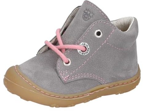 RICOSTA Mädchen Stiefel Cory, Baby und Kleinkinder Lauflernschuhe, Weite: Schmal, lose Einlage, terracare, schnürer, Graphit/rosa (460), 22 EU