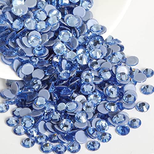 Beadsland Hotfix Pedrería, 1440pcs Flatback Crystal Rhinestones para manualidades Ropa DIY Decoración, Azul Claro, SS20, 4.6-4.8mm