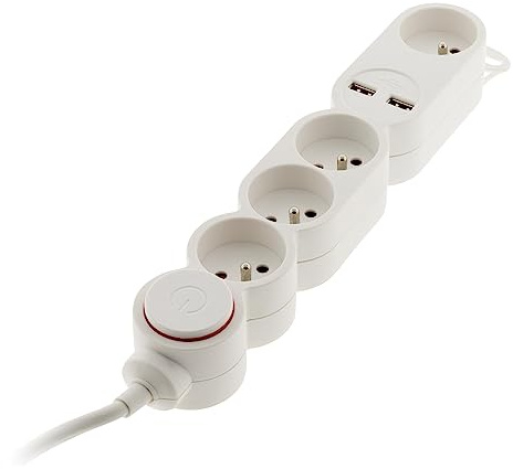 Zenitech - Bloc Home 4 Prises + 2 USB + Interrupteur